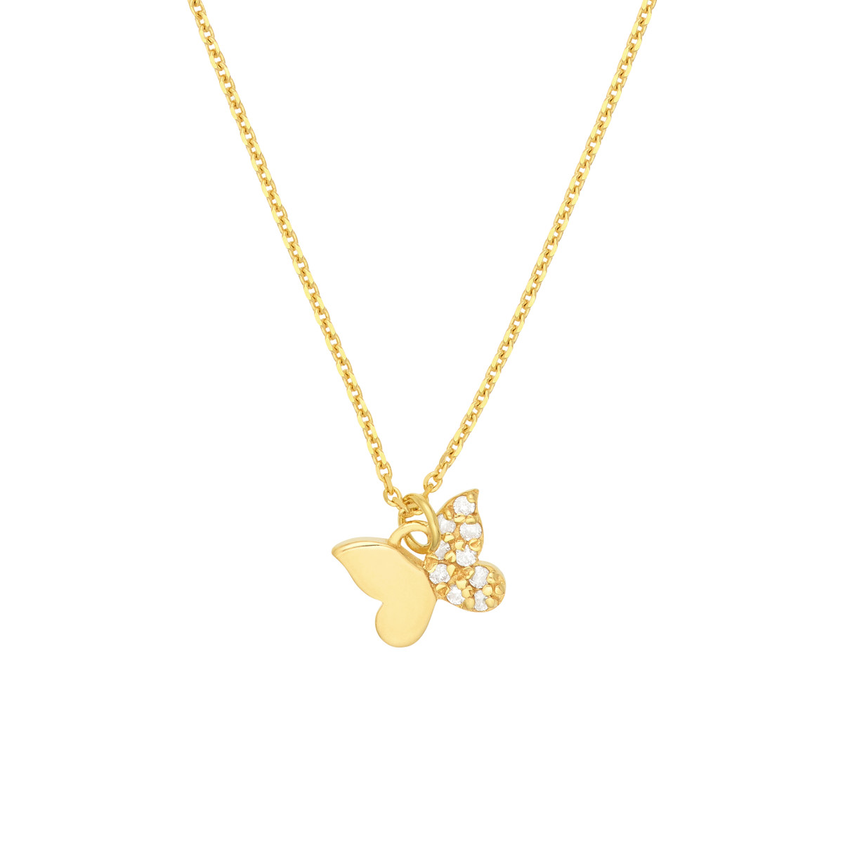DFJ 14 Karat Yellow Gold Butterfly Pendant