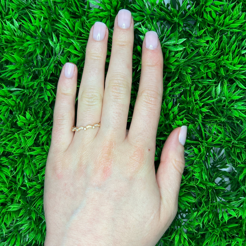 DFJ 14 Karat Rosé Gold Diamond Ring, 0.12tw