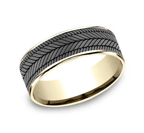 Ammara Stone "The Caprio" Tantalum/14K Yellow Band