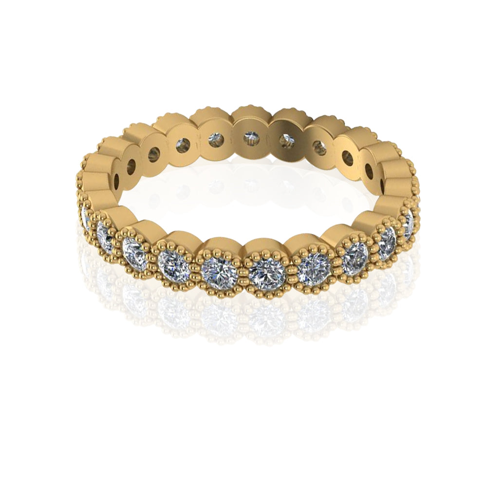 DFJ 14 Karat Yellow Gold Bezel Set Diamond Band, 0.66tw