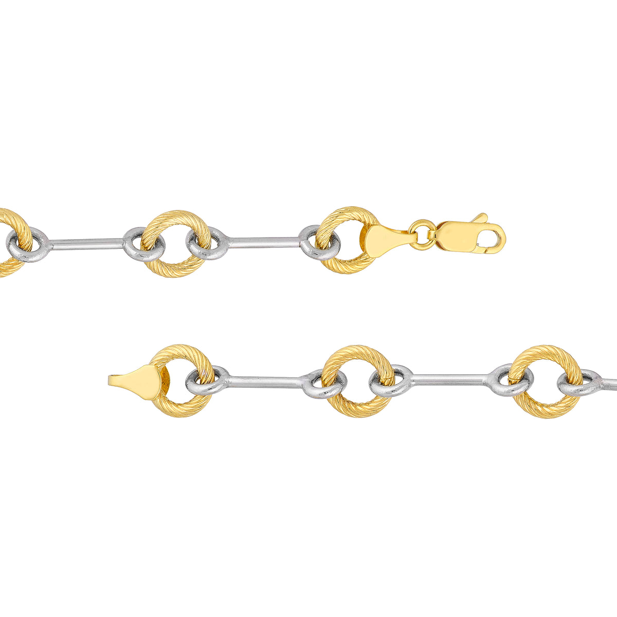 DFJ 14 Karat Two-Tone Alternating Texture Necklace