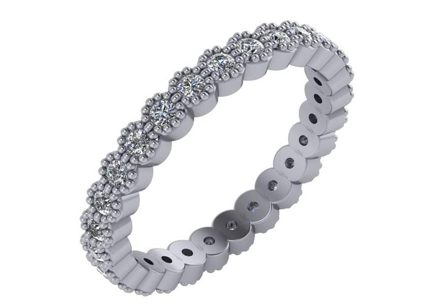 DFJ 14 Karat White Gold Bezel Set Diamond Band, 0.67tw