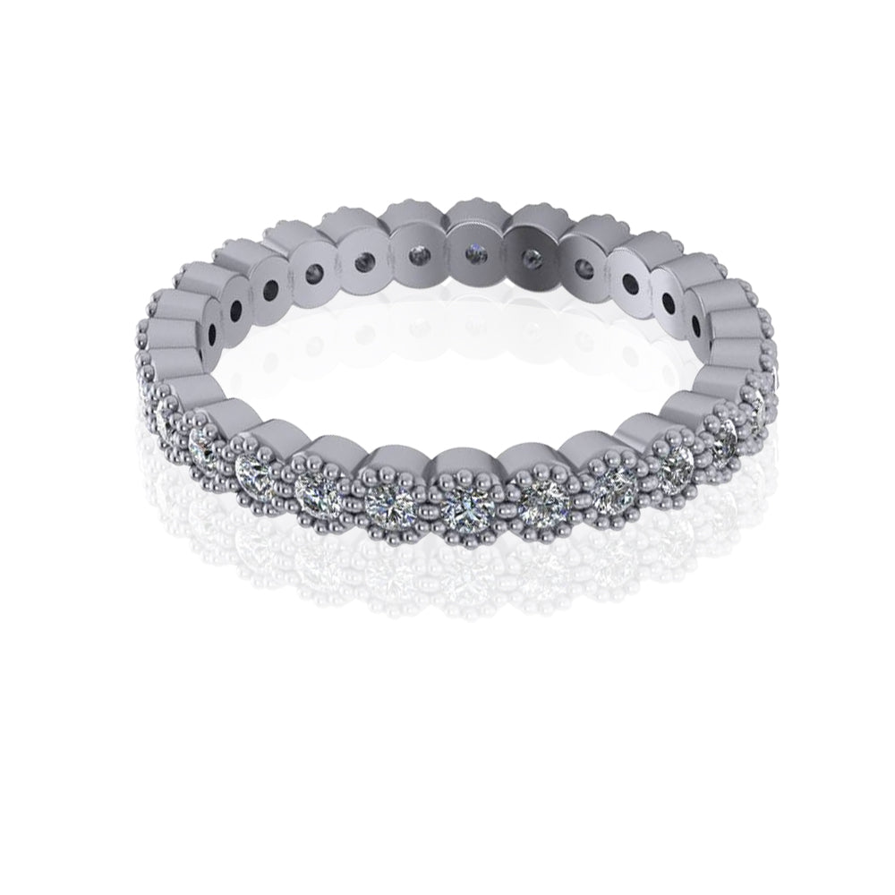 DFJ 14 Karat White Gold Bezel Set Diamond Band, 0.67tw