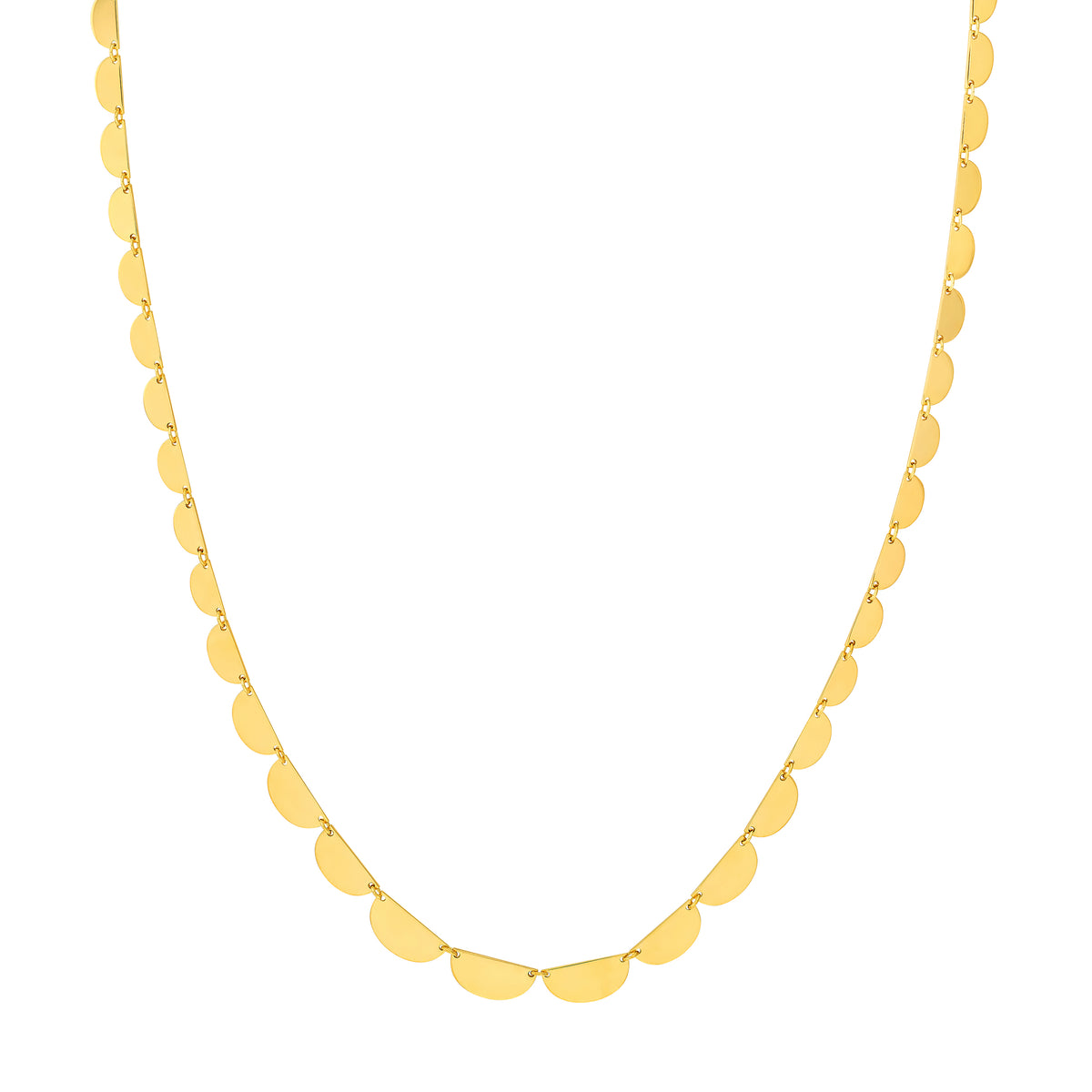 DFJ 14 Karat Yellow Gold Half Moon Link Necklace