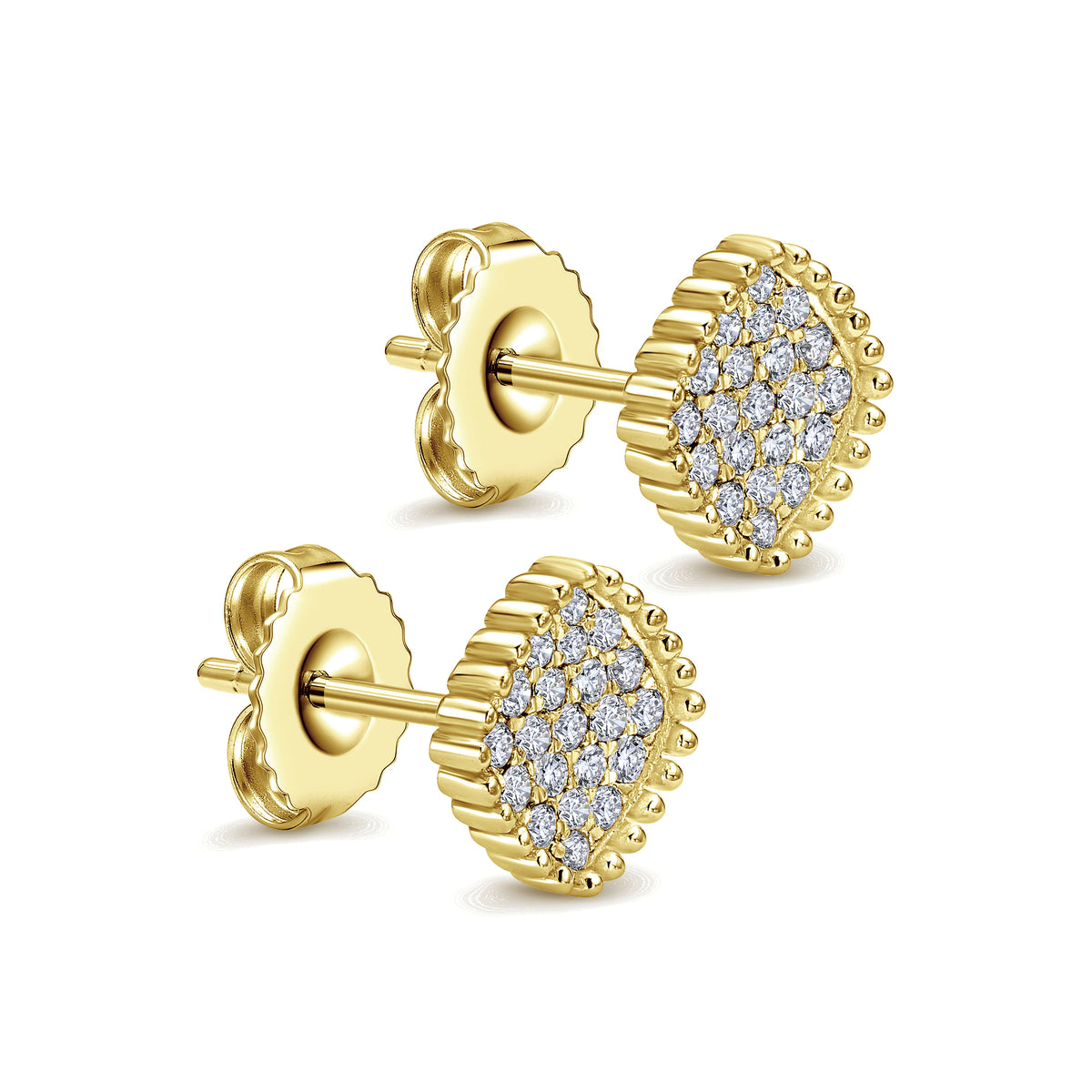 Gabriel &amp; Co. 14 Karat Yellow Gold Pave Set Diamond Earrings, 0.32tw