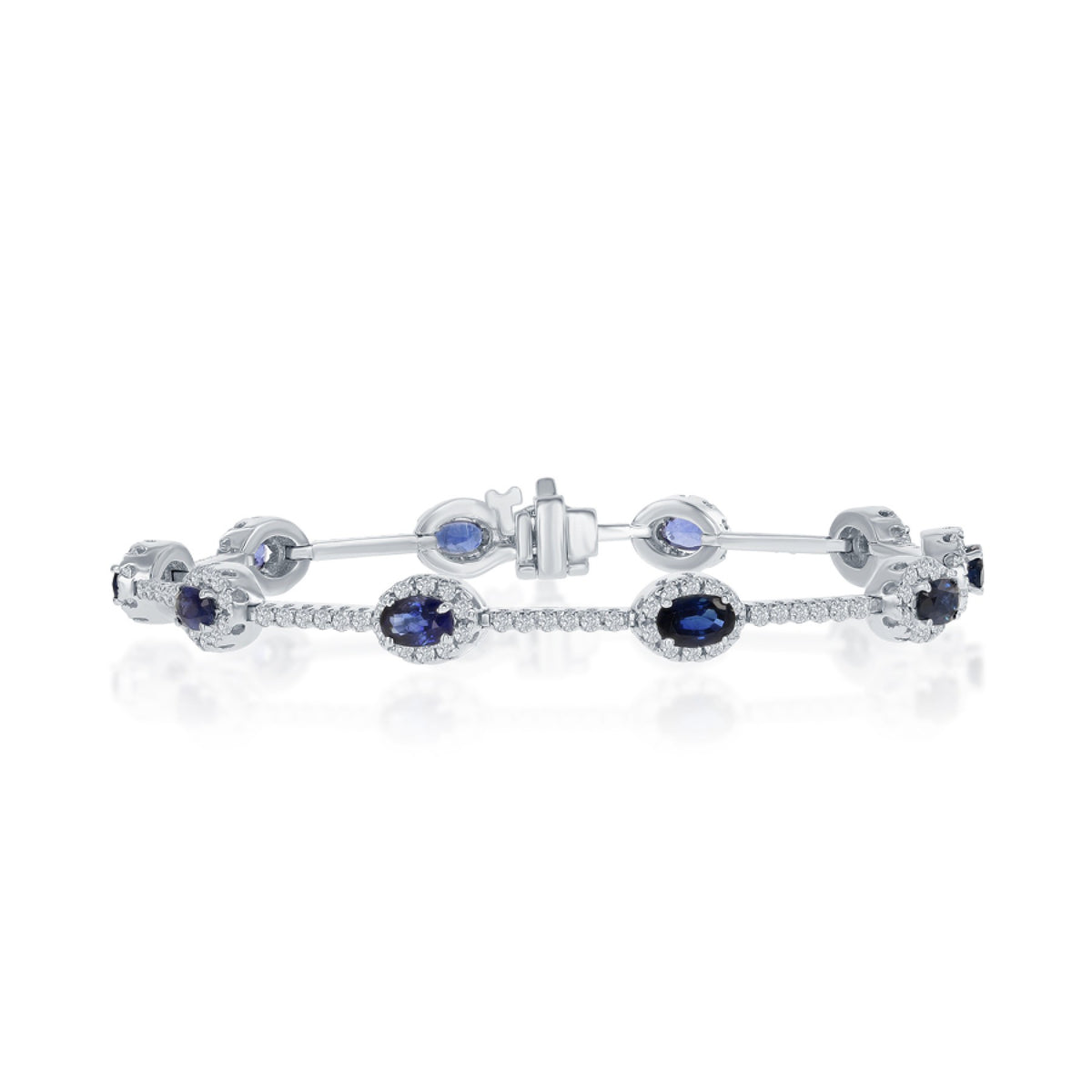 DFJ 14 Karat White Gold Sapphires & Diamonds Bracelet