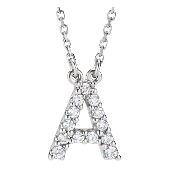 14K Rose Natural Diamond Initial T Necklace