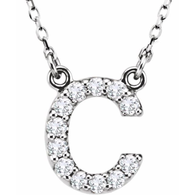 14K Rose Natural Diamond Initial A Necklace