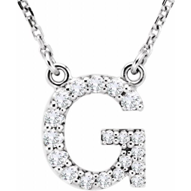 14K Rose Natural Diamond Initial S Necklace