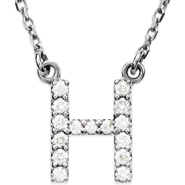 14K Rose Natural Diamond Initial W Necklace