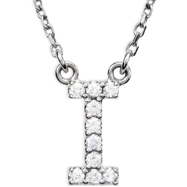 14K Rose Natural Diamond Initial E Necklace