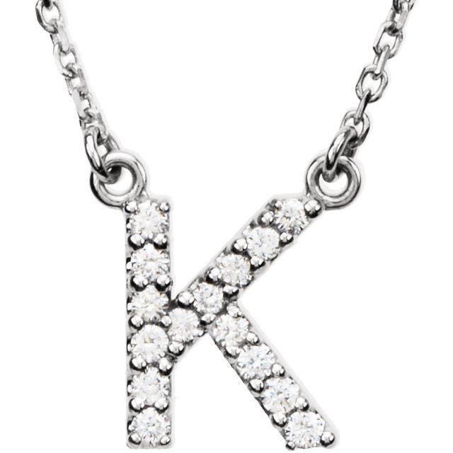 14K Rose Natural Diamond Initial H Necklace