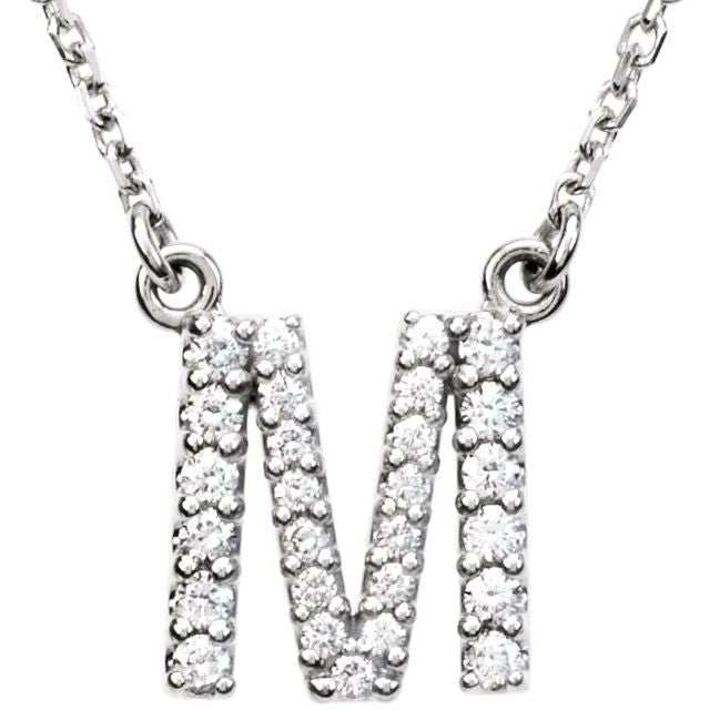 14K Rose Natural Diamond Initial P Necklace