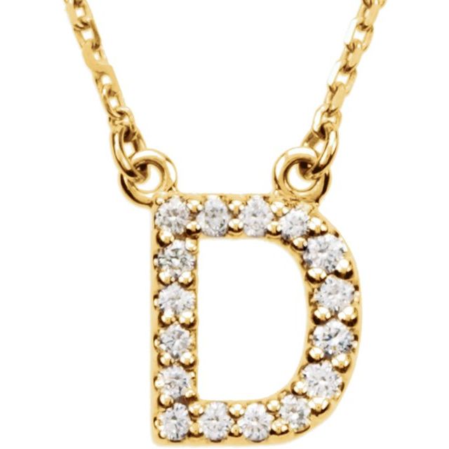 14K Rose Natural Diamond Initial D Necklace