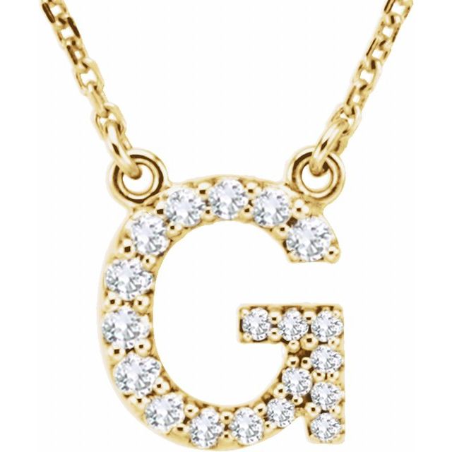 14K Rose Natural Diamond Initial H Necklace