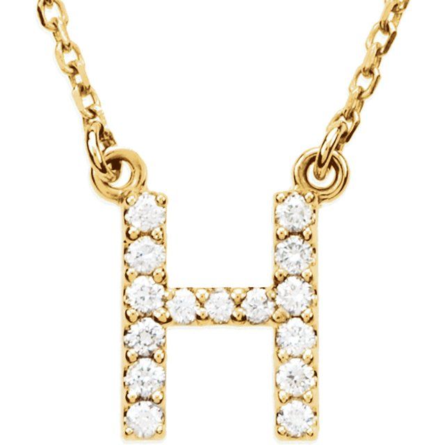 14K Rose Natural Diamond Initial I Necklace