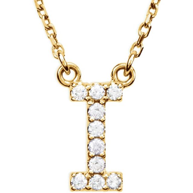 14K Rose Natural Diamond Initial J Necklace