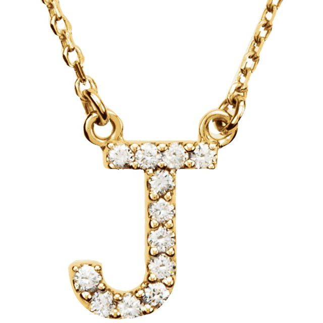 14K Rose Natural Diamond Initial L Necklace
