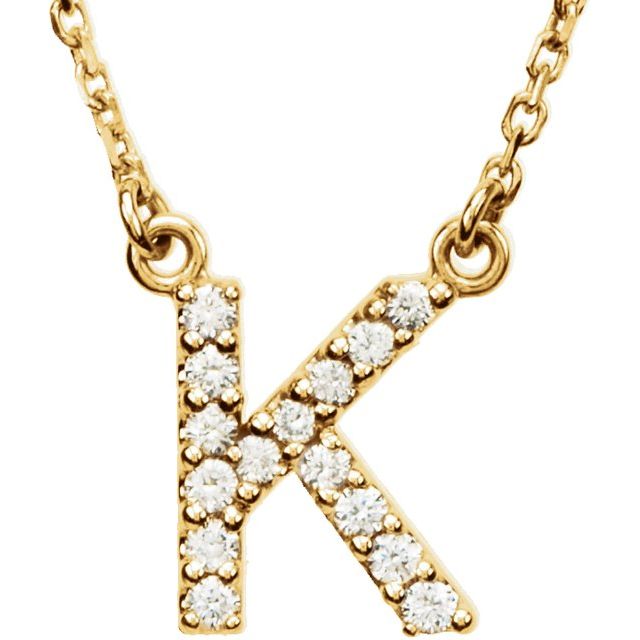 14K Rose Natural Diamond Initial K Necklace