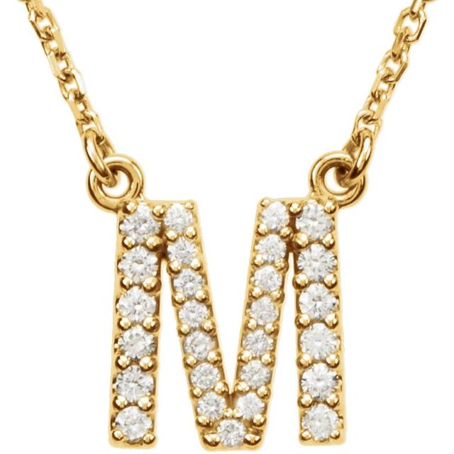 14K Rose Natural Diamond Initial N Necklace