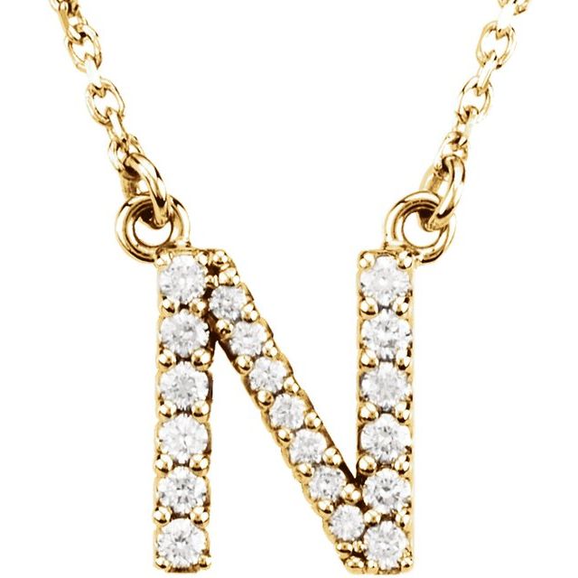 14K White Natural Diamond Initial Z Necklace