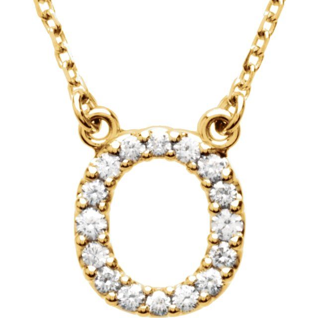 14K Rose Natural Diamond Initial F Necklace