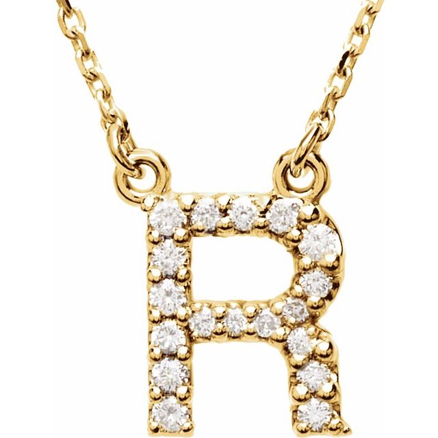 14K Rose Natural Diamond Initial U Necklace