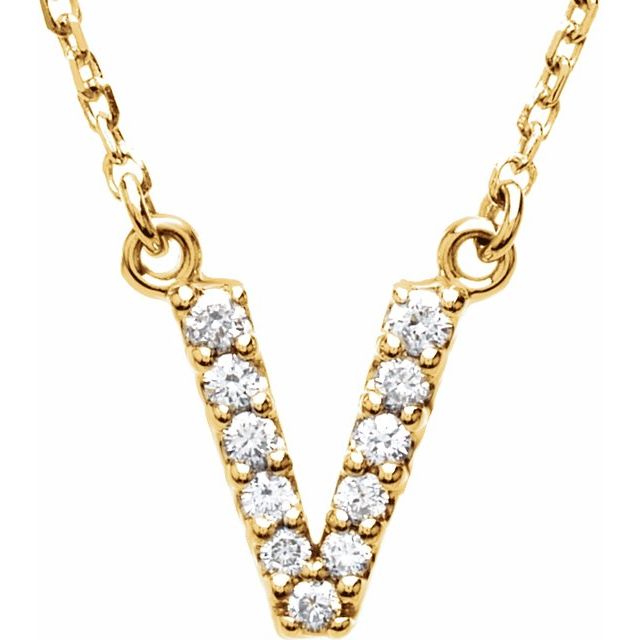 14K Rose Natural Diamond Initial P Necklace