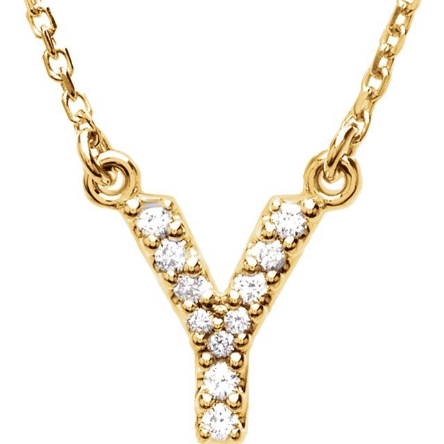 14K Rose Natural Diamond Initial W Necklace
