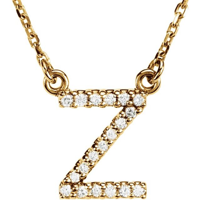 14K Rose Natural Diamond Initial Z Necklace