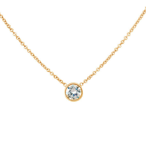 DFJ 14 Karat Rosé Gold 0.68ct Round Diamond Solitaire Necklace