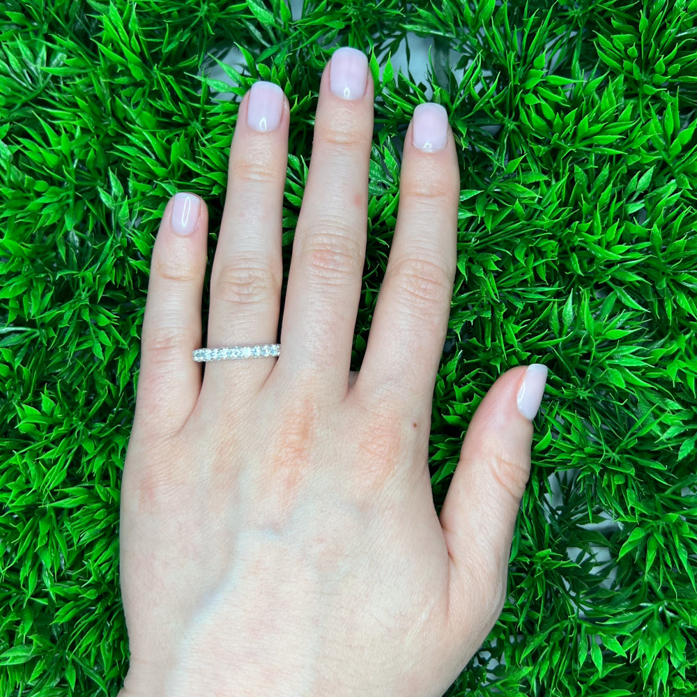 DFJ 18 Karat White Gold Pave Set Diamond Band, 3.09tw