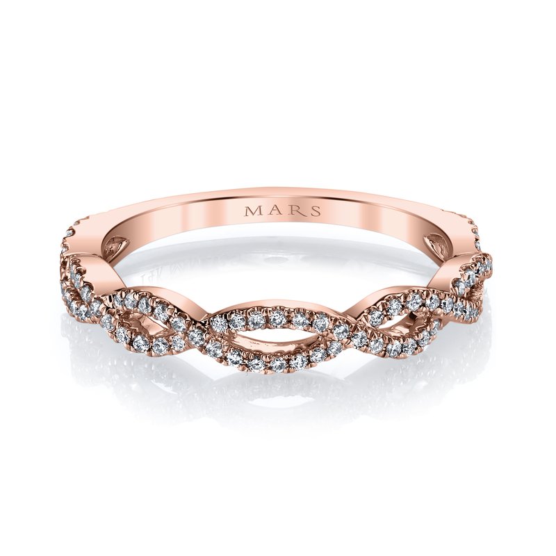 DFJ 14 Karat Rosé Gold Pave Set Diamond Band, 0.2tw