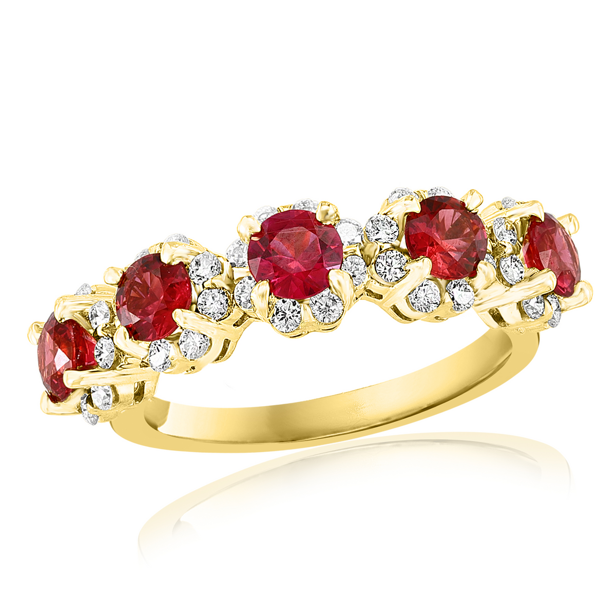 DFJ 18 Karat Yellow Gold Rubies & Diamonds