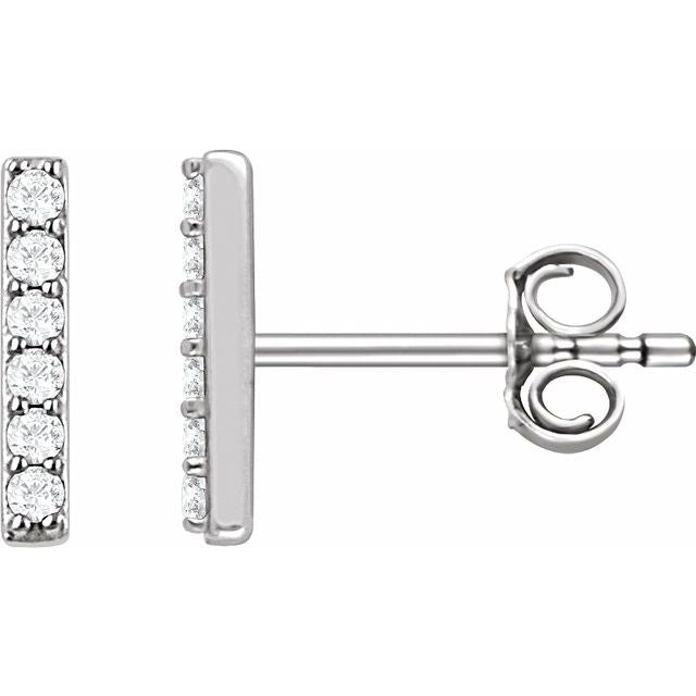 14K Rose Natural Diamond Bar Earrings