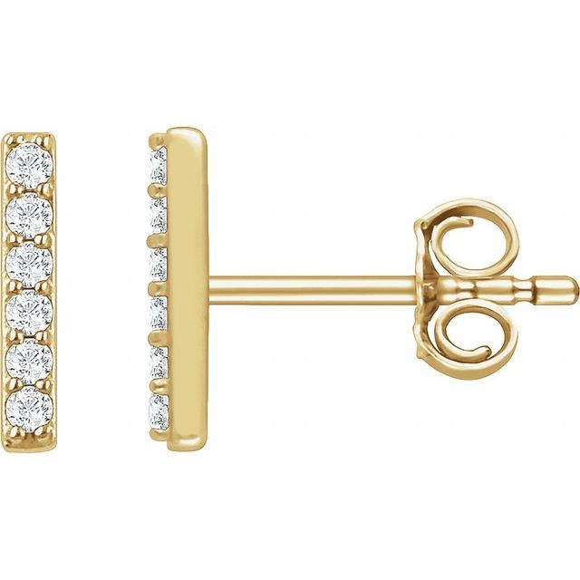 14K Rose Natural Diamond Bar Earrings