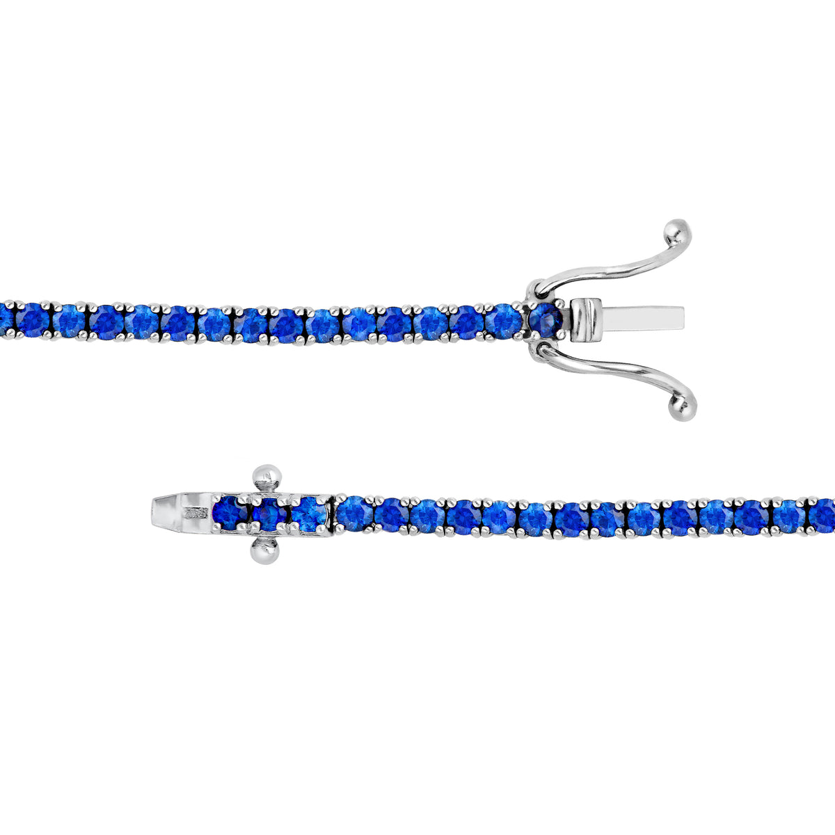DFJ 14 Karat White Gold Blue Sapphire Tennis Bracelet
