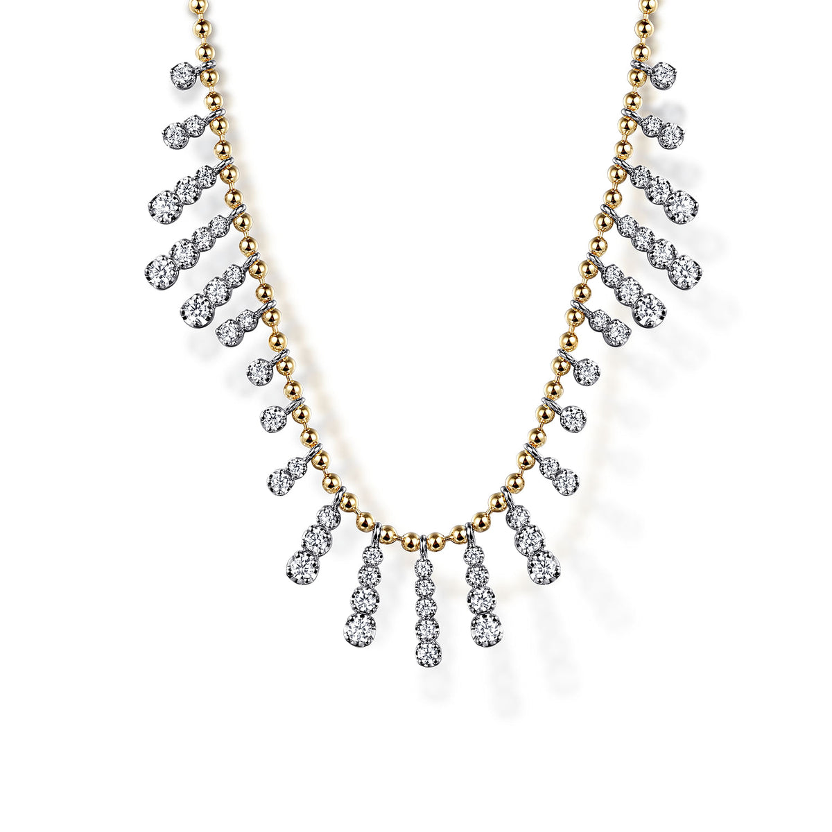 Gabriel &amp; Co. 14K White &amp; Yellow Gold Graduating Diamond Droplet Necklace