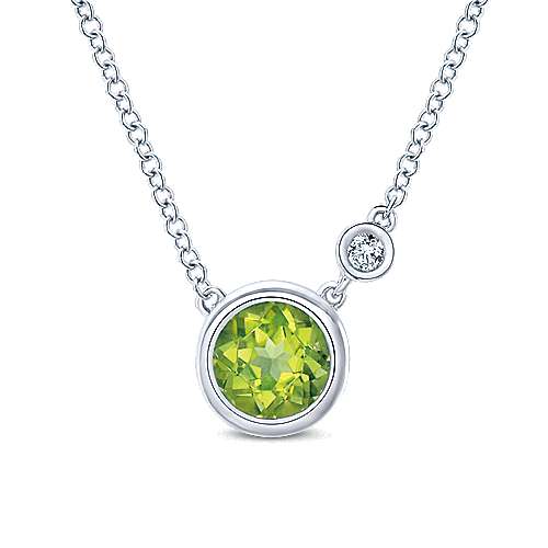 Gabriel & Co. Sterling Silver Bezel Set Peridot Necklace