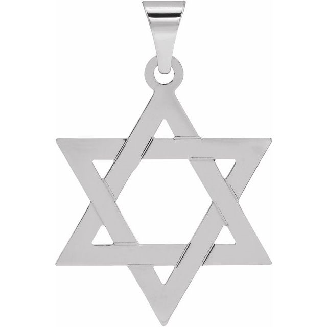 DFJ Sterling Silver Polished 25x19 mm Star of David Necklace
