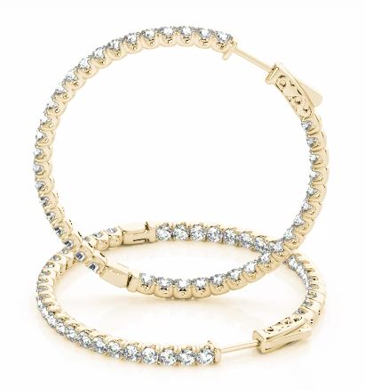 DFJ 14 Karat Yellow Gold Four Prong Set Diamond Earrings, 1.02tw
