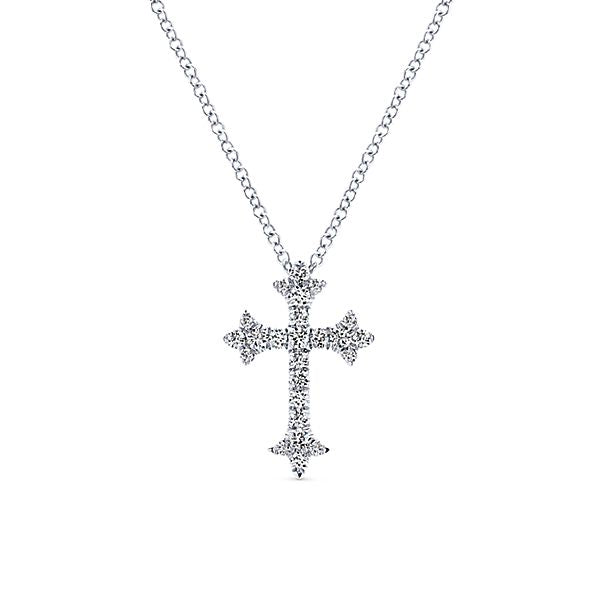 Gabriel &amp; Co. 14 Karat White Gold Cross Necklace