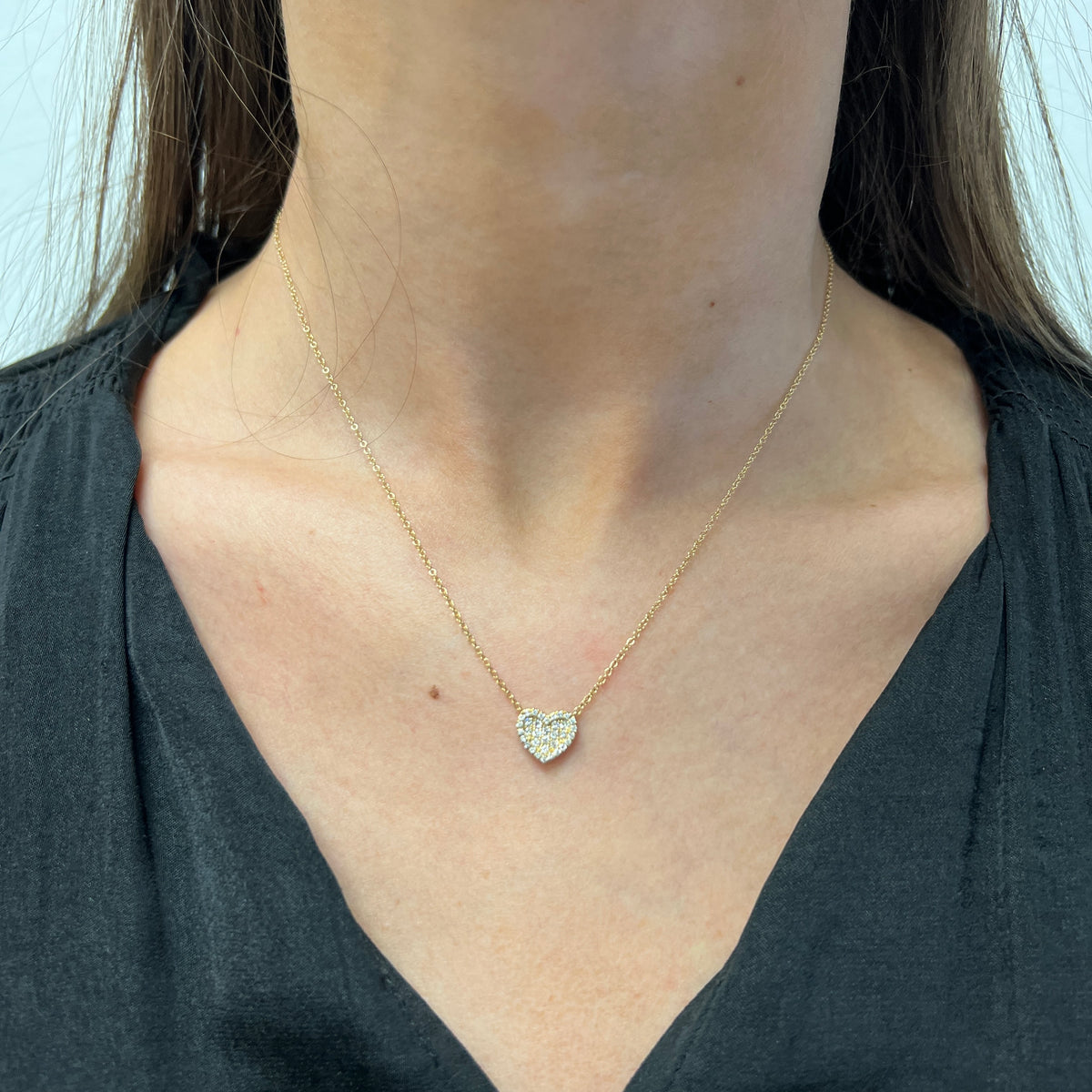 Gabriel &amp; Co. 14K Yellow Gold Pave Diamond Heart Necklace