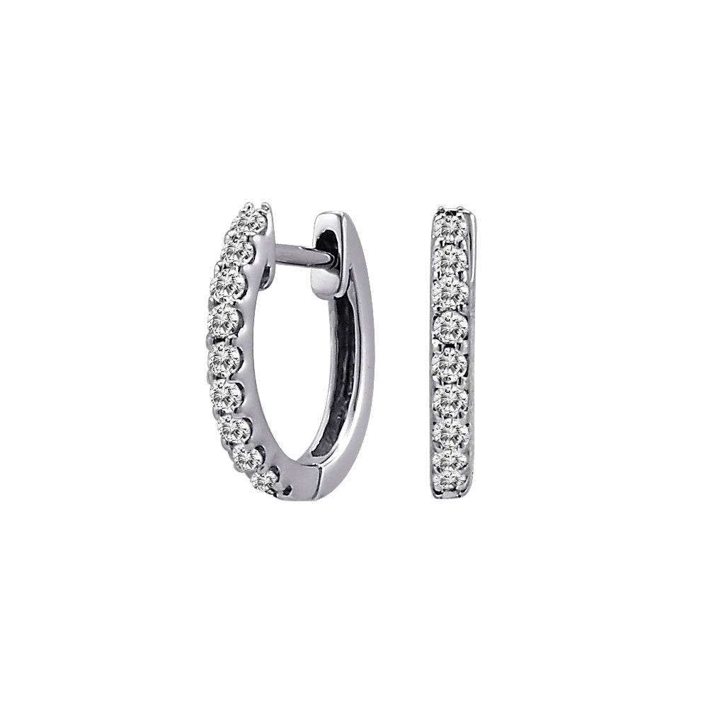 DFJ 14 Karat White Gold Shared Prong Set Diamond Earrings, 0.18tw