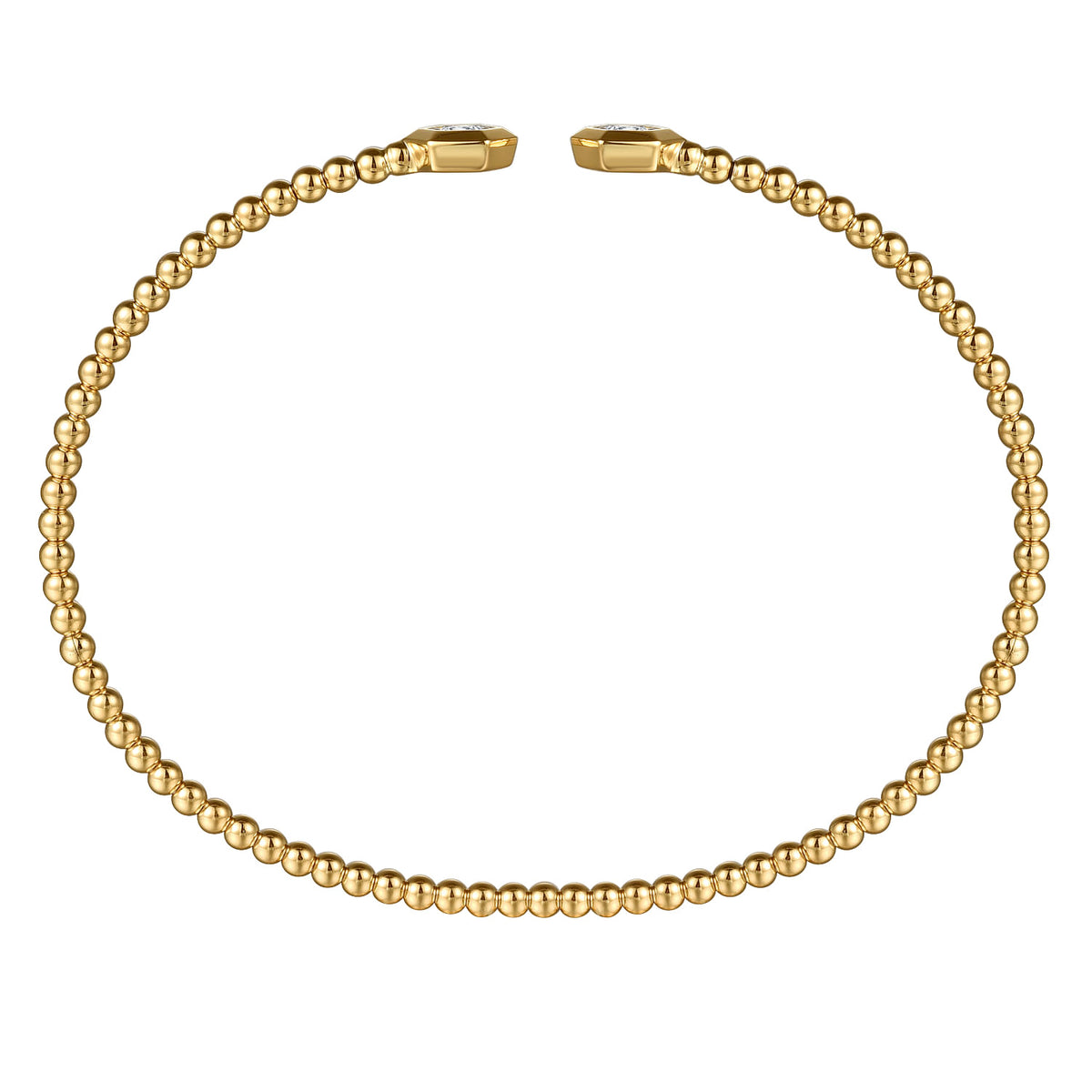 Gabriel &amp; Co. 14 Karat Yellow Gold Bujukan Beads &amp; Diamond Split Bangle Bracelet 0.21TWT