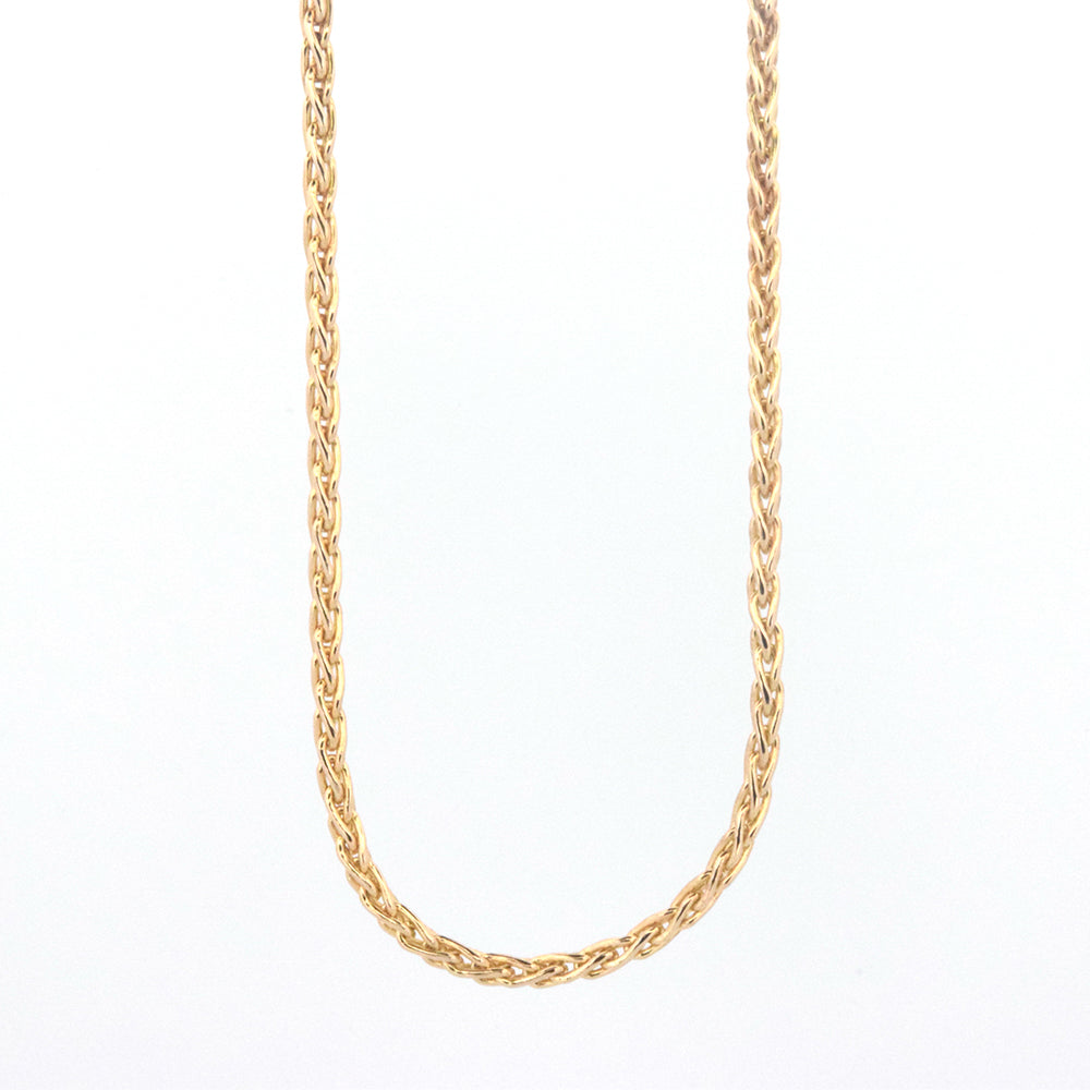 DFJ 14 Karat Yellow Gold Polished Wheat Necklace