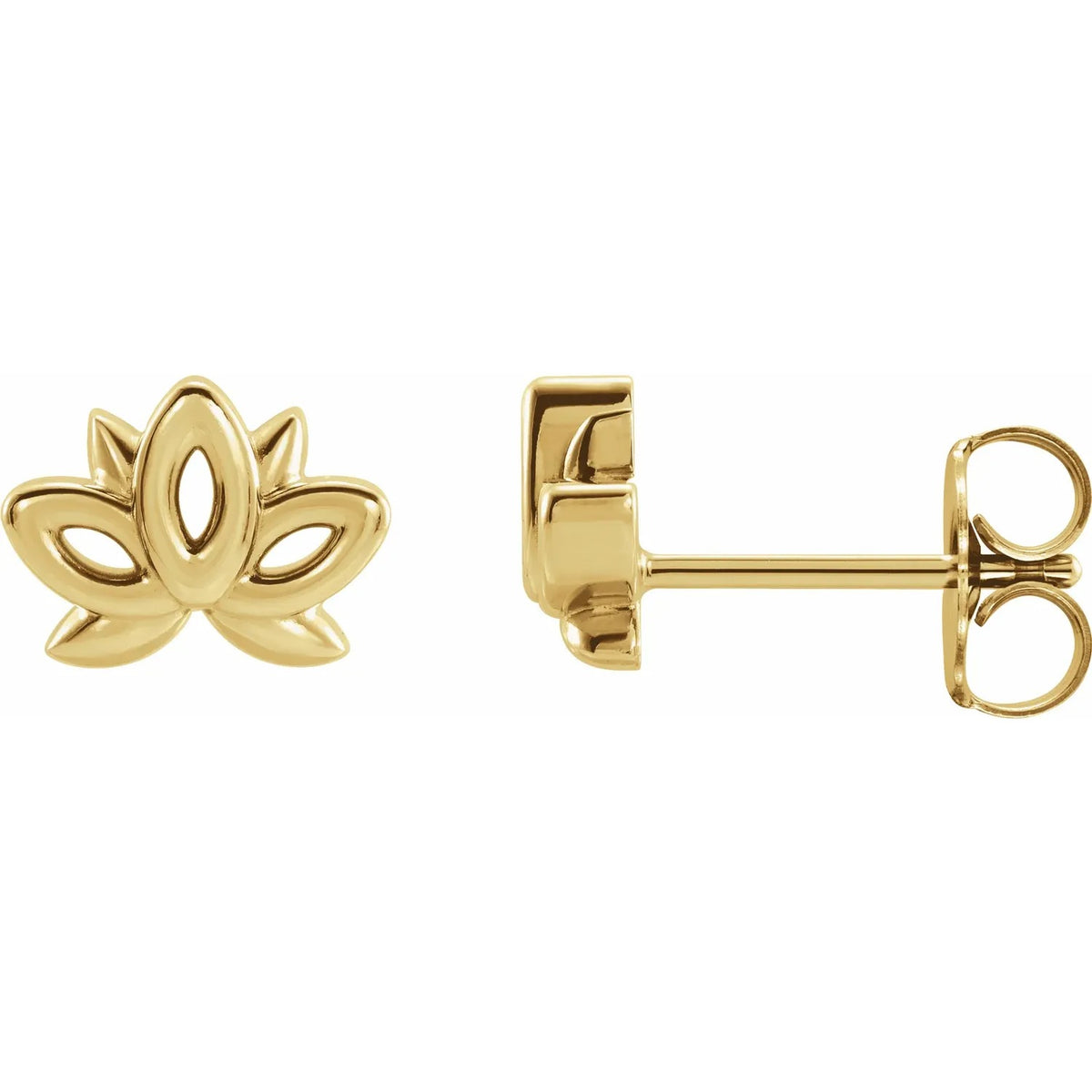 DFJ 14 Karat Yellow Gold Lotus Flower Stud Earrings