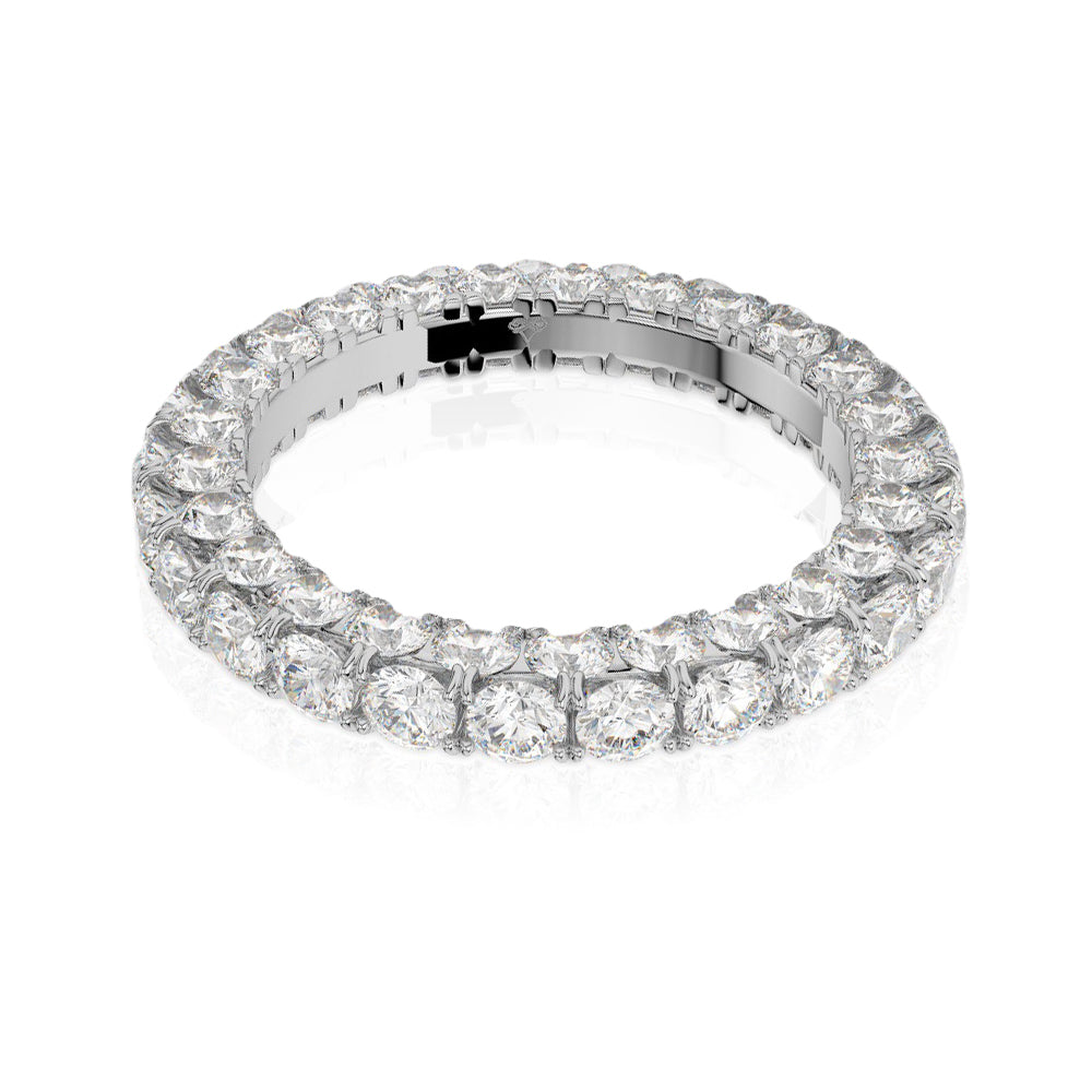DFJ 18 Karat White Gold Pave Set Diamond Band, 3.09tw