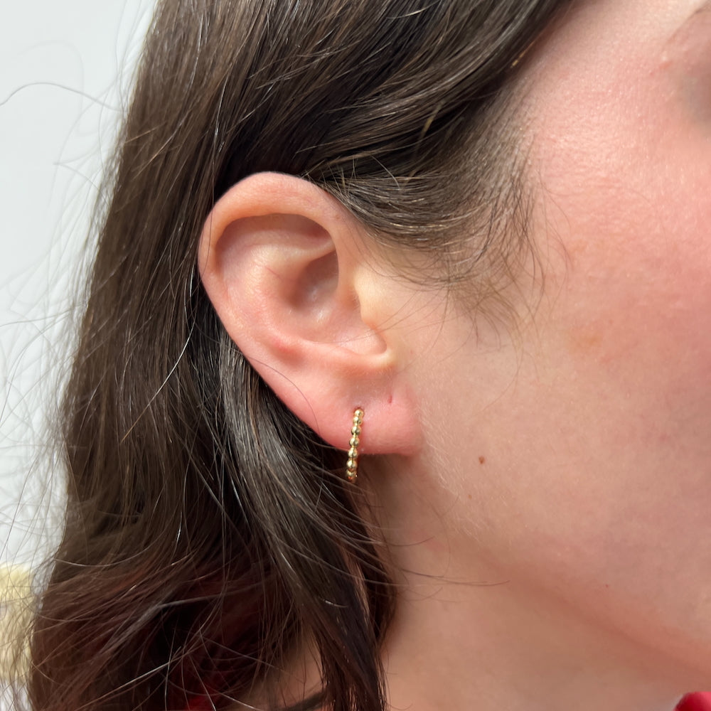 DFJ 14 Karat Yellow Gold Beaded Huggie Earrings
