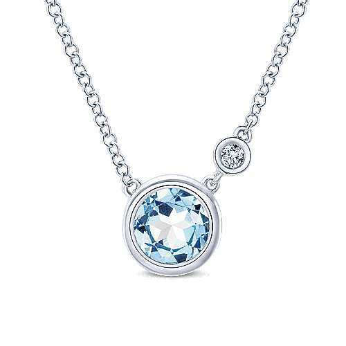 Gabriel & Co. Sterling Silver Bezel Set Aquamarine Necklace